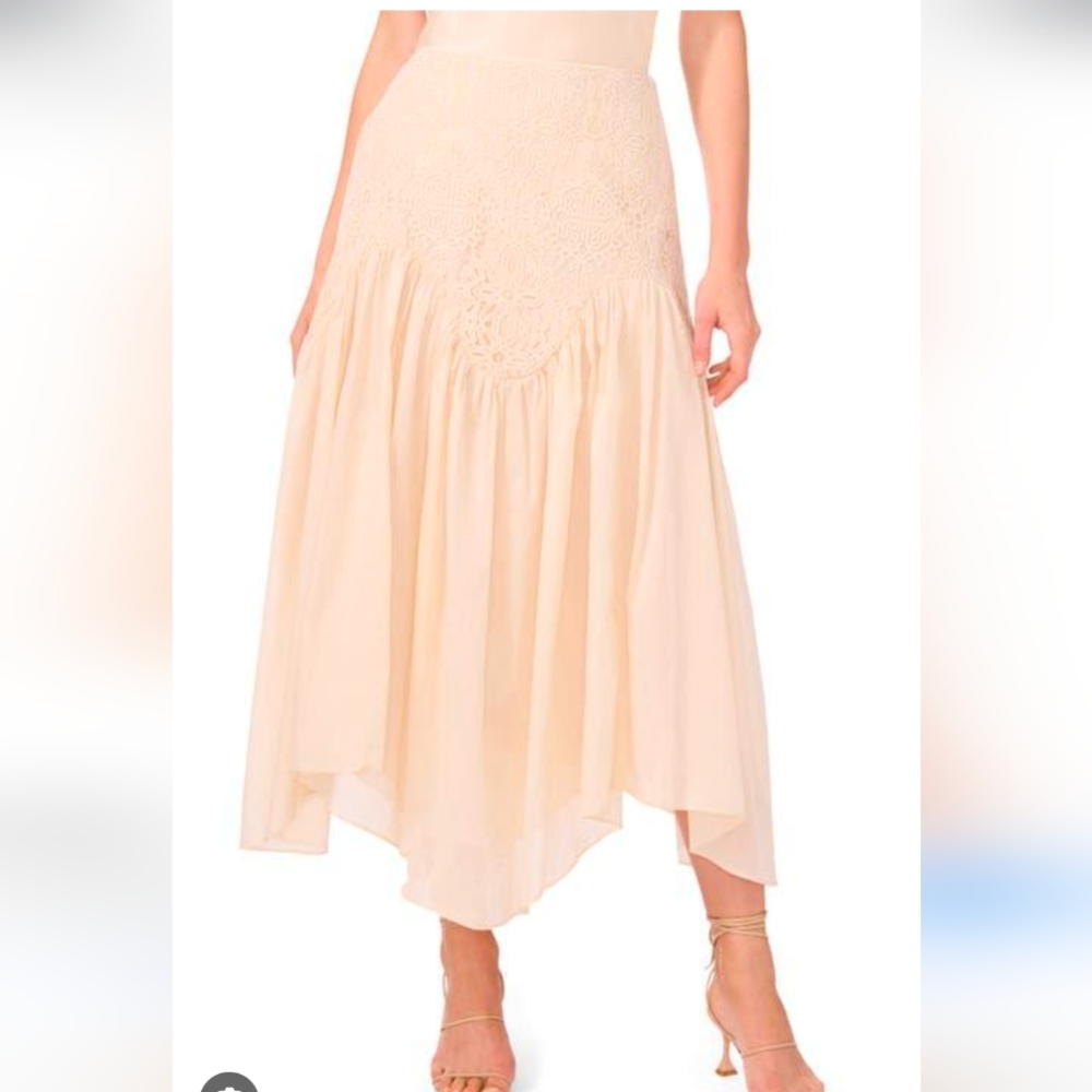 NWT Parker Nordstrom Y2K Faircore Ivory Sun Midi Skirt Size 16